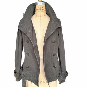 Kensie Dark Gray Double-Breasted Fitted Jacket Size S